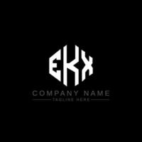 EKX letter logo design with polygon shape. EKX polygon and cube shape logo design. EKX hexagon vector logo template white and black colors. EKX monogram, business and real estate logo.