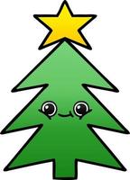 gradient shaded cartoon christmas tree vector