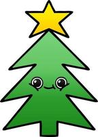 gradient shaded cartoon christmas tree vector