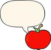 cartoon apple and speech bubble in comic book style vector