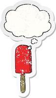 cartoon lollipop and thought bubble as a distressed worn sticker vector