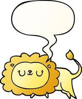 cartoon lion and speech bubble in smooth gradient style vector