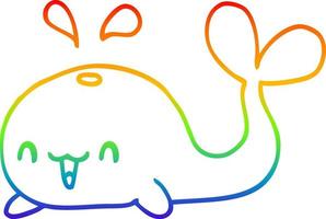 rainbow gradient line drawing cartoon happy whale vector