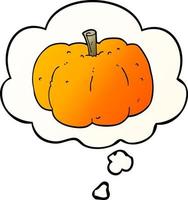 cartoon pumpkin and thought bubble in smooth gradient style vector