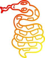 dibujo de línea de gradiente cálido serpiente venenosa de dibujos animados vector