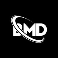 logotipo de bmd. letra bmd. diseño del logotipo de la letra bmd. Logotipo de iniciales bmd vinculado con círculo y logotipo de monograma en mayúsculas. tipografía bmd para tecnología, negocios y marca inmobiliaria. vector