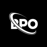 logotipo de bpo. carta bpo. diseño de logotipo de letra bpo. logotipo de bpo de iniciales vinculado con círculo y logotipo de monograma en mayúsculas. tipografía bpo para tecnología, negocios y marca inmobiliaria. vector