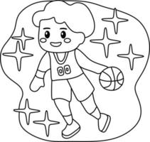 coloring page alphabets profesiion cartoon basketball player vector