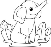 coloring page alphabets animal cartoon elephant vector