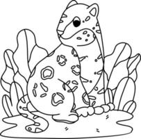 coloring page alphabets animal cartoon jaguar vector