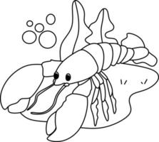 coloring page alphabets animal cartoon lobster vector