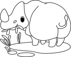 coloring page alphabets animal cartoon rhinoceros vector