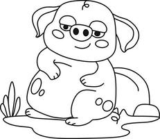 coloring page alphabets animal cartoon pig vector