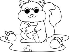 coloring page alphabets animal cartoon squirrel vector