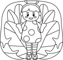 coloring page alphabets animal costume ladybug vector