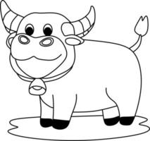 coloring page alphabets animal cartoon ox vector