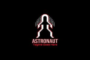 Vector logo element with abstract illustration of astronaut on positive space and plane or rocket on negative space. The logo in the positive space also forms the initials F or FF. business brands.