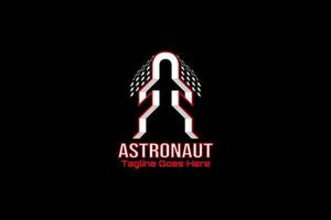 Vector logo element with abstract illustration of astronaut on positive space and plane or rocket on negative space. The logo in the positive space also forms the initials F or FF. business brands.