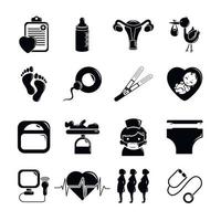 Pregnancy icons set, simple style