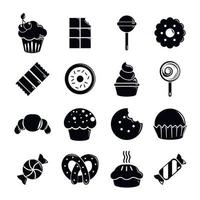 Conjunto de iconos de dulces pasteles de caramelo, estilo simple vector