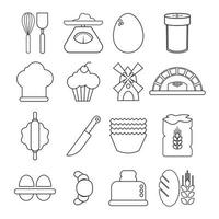 conjunto de iconos de panadería, estilo de contorno vector