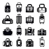 Bag baggage suitcase icons set, simple style vector