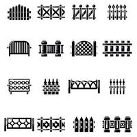 Different fencing icons set, simple style