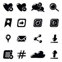 Social network icons set, simple style vector