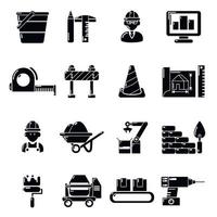 Building process icons set, simple style vector