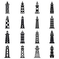 Lighthouse icons set, simple style vector