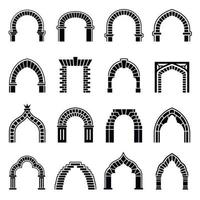 conjunto de iconos de tipos de arco, estilo simple vector