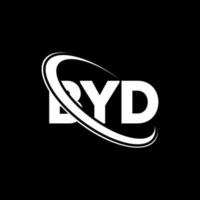 logotipo de byd. carta byd. diseño del logotipo de la letra byd. logotipo de byd de iniciales vinculado con círculo y logotipo de monograma en mayúsculas. tipografía byd para tecnología, negocios y marca inmobiliaria. vector