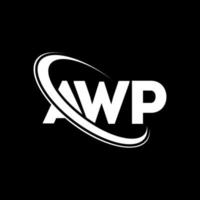 logotipo de la awp. letra awp. diseño de logotipo de letra awp. logotipo de iniciales awp vinculado con círculo y logotipo de monograma en mayúsculas. tipografía awp para tecnología, negocios y marca inmobiliaria. vector