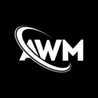 logotipo de awm. letra awm. diseño de logotipo de letra awm. logotipo de iniciales awm vinculado con círculo y logotipo de monograma en mayúsculas. tipografía awm para tecnología, negocios y marca inmobiliaria. vector