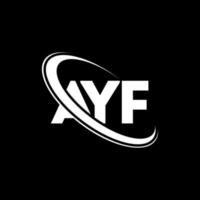 logotipo de ayf. carta ayf. diseño del logotipo de la letra ayf. logotipo de iniciales ayf vinculado con círculo y logotipo de monograma en mayúsculas. tipografía ayf para tecnología, negocios y marca inmobiliaria. vector