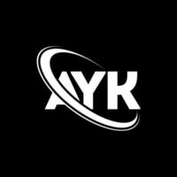 logotipo de ayk. Ayk carta. diseño del logotipo de la letra ayk. logotipo de las iniciales ayk vinculado con el círculo y el logotipo del monograma en mayúsculas. tipografía ayk para tecnología, negocios y marca inmobiliaria. vector