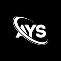 logotipo de ays. sí carta. diseño del logotipo de la letra ays. logotipo de las iniciales ays vinculado con el círculo y el logotipo del monograma en mayúsculas. ays tipografía para tecnología, negocios y marca inmobiliaria. vector