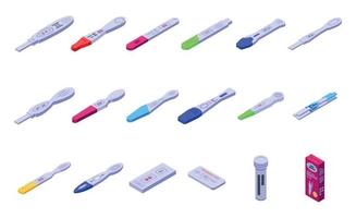 Pregnancy test icons set isometric vector. Analysis kit vector