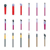 Makeup brush icons set isometric vector. Beauty makeup vector