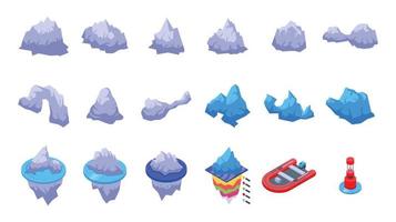 Iceberg icons set isometric vector. Winter melting