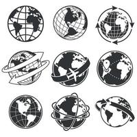 Globe concept illustration set, monochrome vector