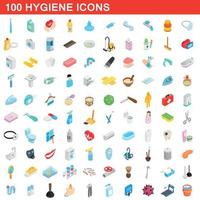 100 iconos de higiene, estilo isométrico 3d vector