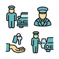 Valet icons set, outline style vector