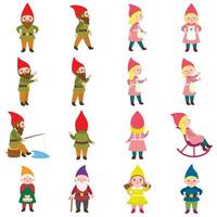 Gnome icons set, flat style vector