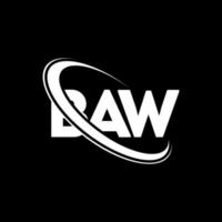 logotipo de baw letra baw. diseño del logotipo de la letra baw. logotipo de iniciales baw vinculado con círculo y logotipo de monograma en mayúsculas. tipografía baw para tecnología, negocios y marca inmobiliaria. vector