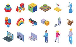 Early educations icons set isometric vector. Baby learn vector