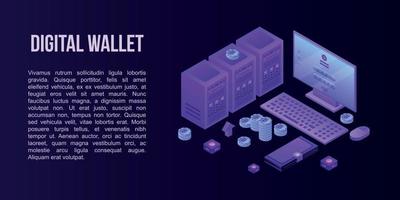 Digital wallet concept banner, isometric style vector