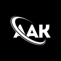 logotipo de aak. letra aak. diseño del logotipo de la letra aak. logotipo inicial aak vinculado con círculo y logotipo de monograma en mayúsculas. tipografía aak para tecnología, negocios y marca inmobiliaria. vector