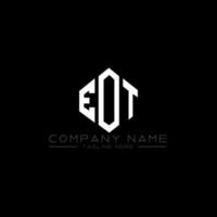 EOT letter logo design with polygon shape. EOT polygon and cube shape logo design. EOT hexagon vector logo template white and black colors. EOT monogram, business and real estate logo.