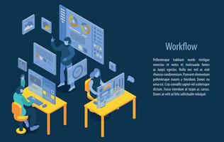 Workflow management concept banner, isometric style vector